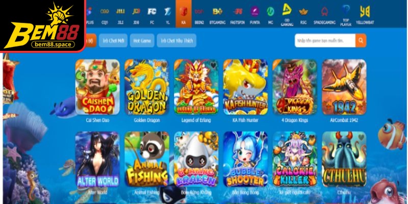 Giao diện sảnh bắn cá hiện đại tại BEM88