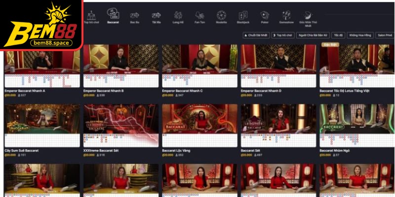 Trải nghiệm đỉnh cao trong sảnh casino BEM88