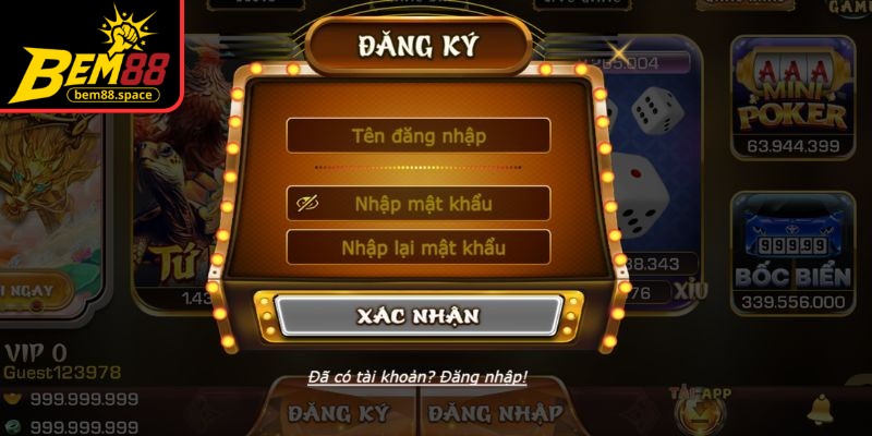 Đăng ký BEM88 giúp truy cập kho trò chơi đa dạng